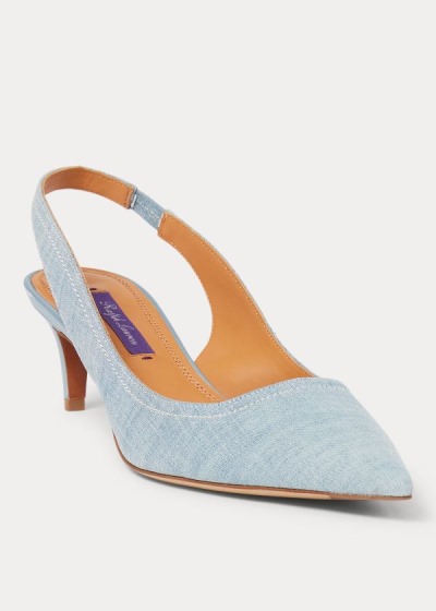 Bombas Ralph Lauren Mujer Azules - Cleo Cotton Chambray - NZHTA6581